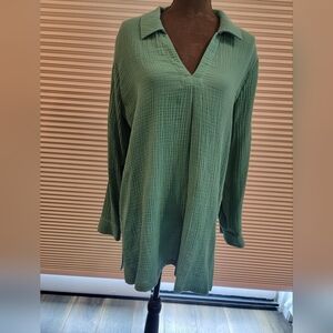 Soft Surroundings Soft Teal V-Neck Women's Top Size L